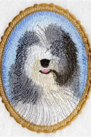 Bearded Collie Oval Embroidery Design Original
