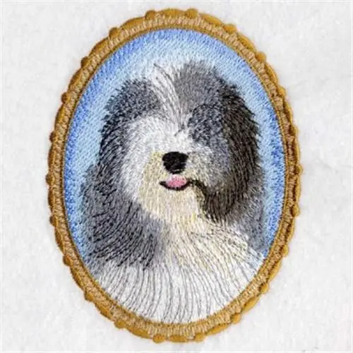 Bearded Collie Oval Embroidery Design Original