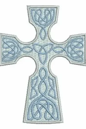 Blue Celtic Cross Embroidery Design Viral