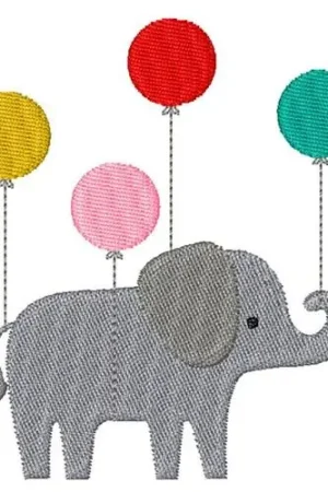 Certified Birthday Balloons Baby Elephant Embroidery Design
