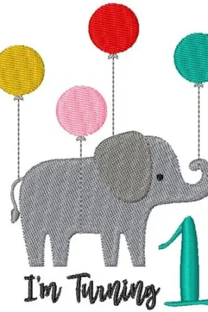 Top Pick Birthday Balloons Baby Elephant Embroidery Design