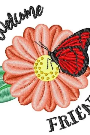 Authentic Monarch Butterfly Flower Embroidery Design