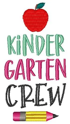 Red Apple School Pencil Kinder Garten Embroidery Design In Demand