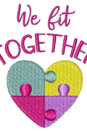 New Arrival Colorful Heart Jigsaw Puzzle Embroidery Design