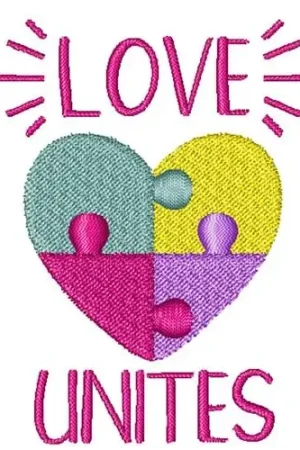 Free Returns Colorful Heart Jigsaw Puzzle Embroidery Design