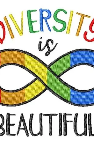 Autism Rainbow Covered Infinity Symbol Embroidery Design Original