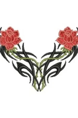 Big Sale Tribal Roses Neckline Embroidery Design