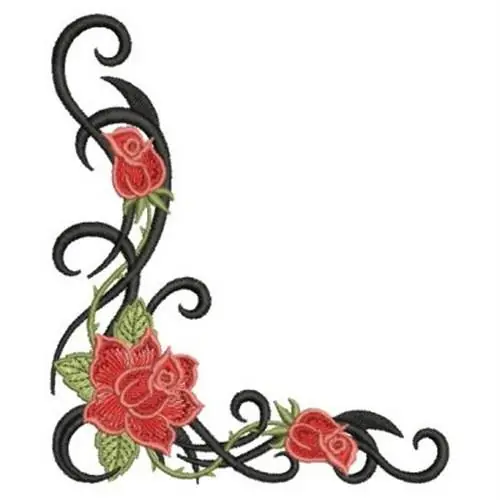 Tribal Roses Corner Embroidery Design Wholesale
