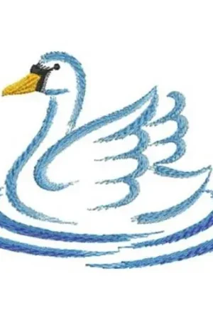 Brush Painting Swan Embroidery Design High Quality