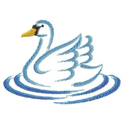Brush Painting Swan Embroidery Design High Quality