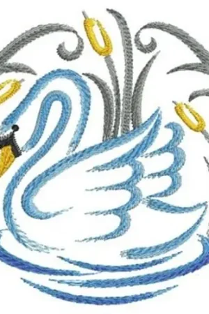 Brush Painting Swans Embroidery Design Fresh Stock