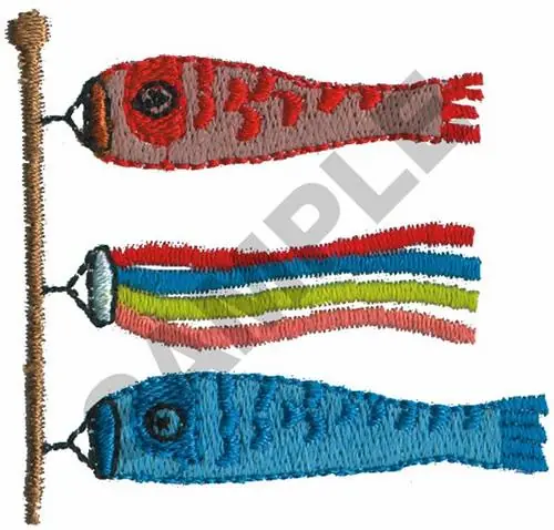 Japanese Fish Kite Windsock Embroidery Design Free Returns