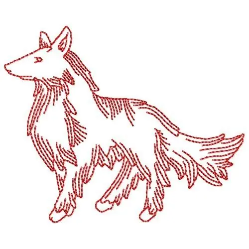 Redwork Collie Embroidery Design No Minimum Order