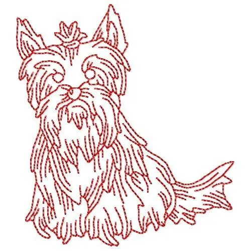 Redwork Yorkie Embroidery Design Final Sale
