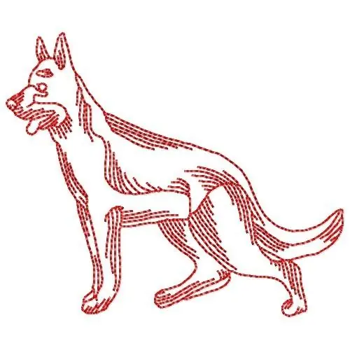 Flash Sale Redwork German Shepherd Embroidery Design