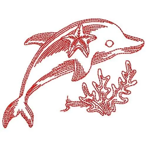 Fan Favorite Redwork Dolphin Embroidery Design