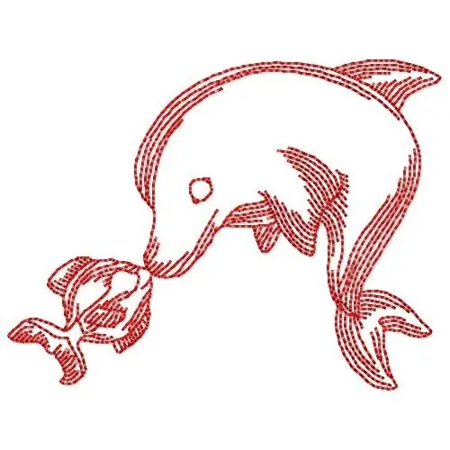 Same Day Shipping Redwork Dolphin Embroidery Design