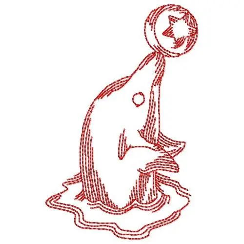 Redwork Dolphin & Ball Embroidery Design Super Sale