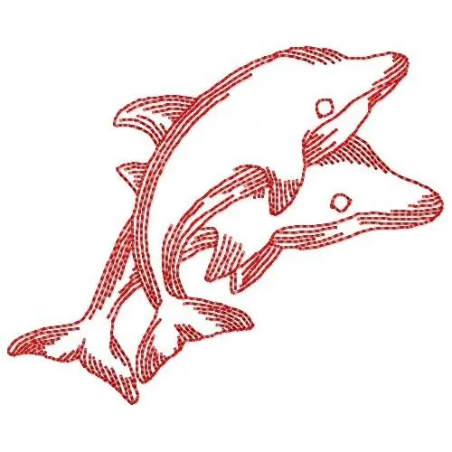 Redwork Dolphins Embroidery Design Today Only