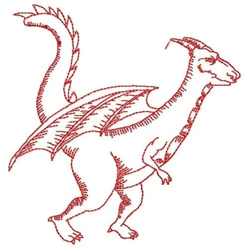 Redwork Dragon Embroidery Design Professional Grade