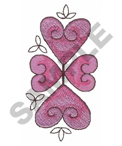 Markdown FOUR HEARTS EMBLEM Embroidery Design