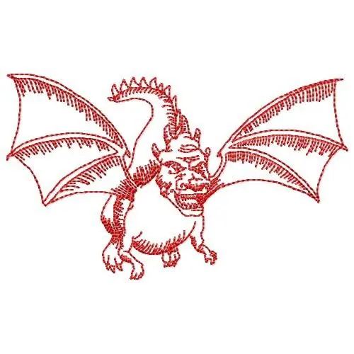 Luxury Redwork Dragon Embroidery Design