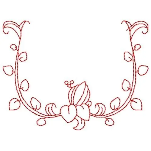 Premium Redwork Flower Embroidery Design
