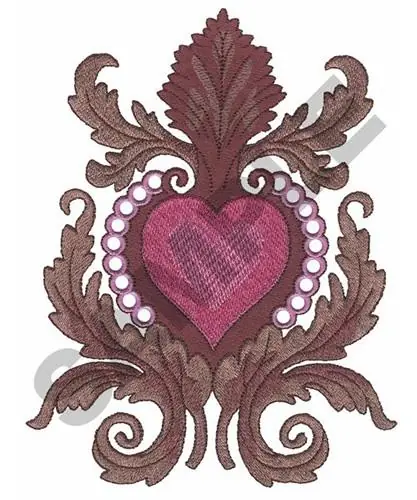 Secure Checkout Embellished Heart Emblem Embroidery Design