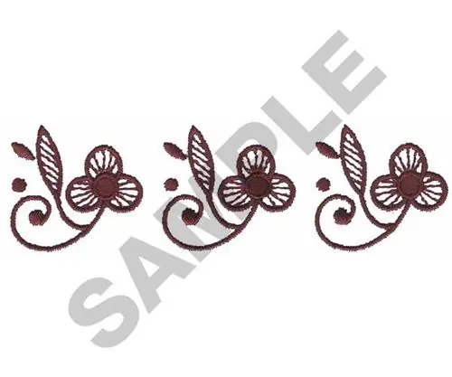 Authentic Redwork Floral Border Embroidery Design