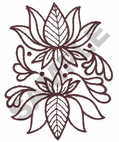 High Quality Elegant Redwork Floral Embroidery Design