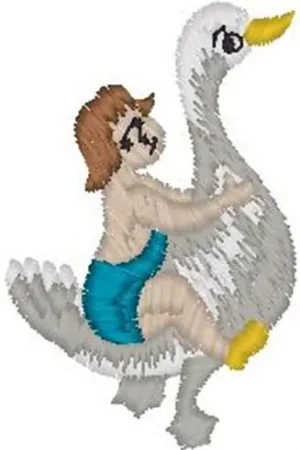 Mega Sale Girl Riding Swan Embroidery Design