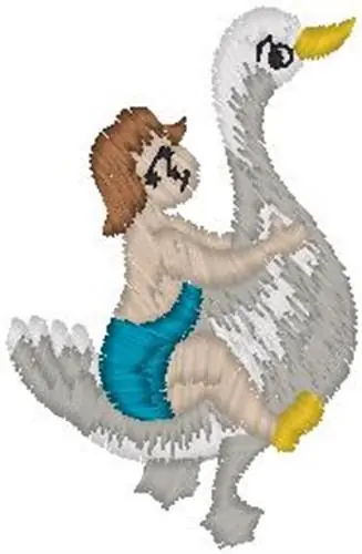 Mega Sale Girl Riding Swan Embroidery Design