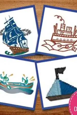 While Supplies Last Set Sail Embroidery design pack by Heavenly Designs, Embroidery Packs on EmbroideryDesigns.com