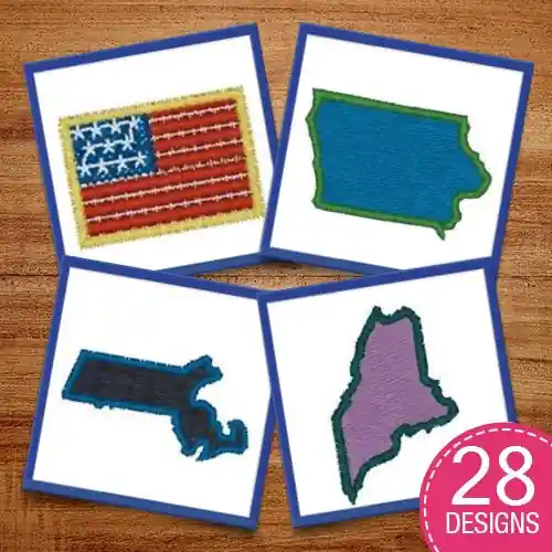 No Minimum Order U.S. of A Embroidery design pack by Heavenly Designs, Embroidery Packs on EmbroideryDesigns.com