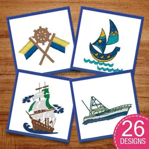 Lets Set Sail Embroidery design pack by Heavenly Designs, Embroidery Packs on EmbroideryDesigns.com Top Rated