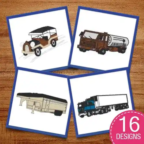 Warranty Included Vehicles & Trucks Embroidery design pack by Heavenly Designs, Embroidery Packs on EmbroideryDesigns.com