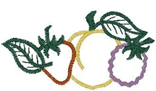 Peach and Berries Outline Embroidery Design Handmade