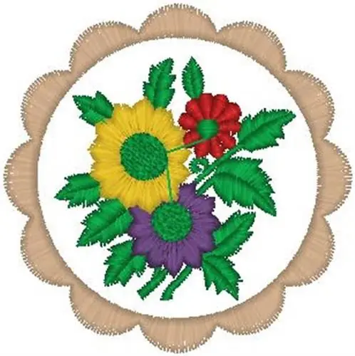 Floral Scallop Circle Embroidery Design Brand New