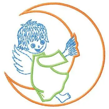 Angel On The Moon Embroidery Design Crafted