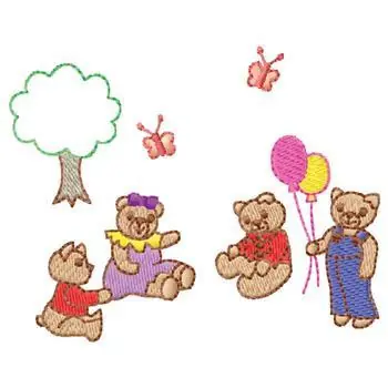 Exclusive Bear Family Embroidery Design