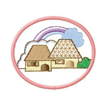 Suburban Scene Embroidery Design Modern
