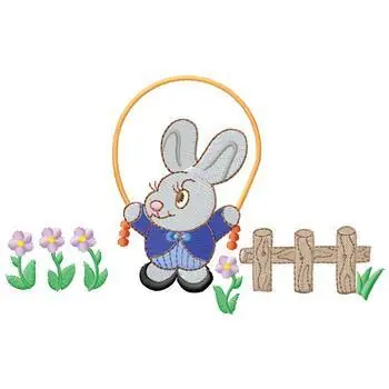 Top Pick Bunny Jumping Rope Embroidery Design