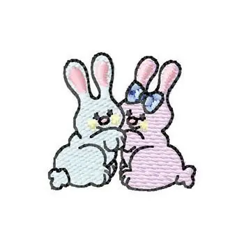 Rabbits Hugging Embroidery Design Handmade