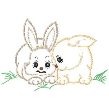 Original Rabbits Embroidery Design