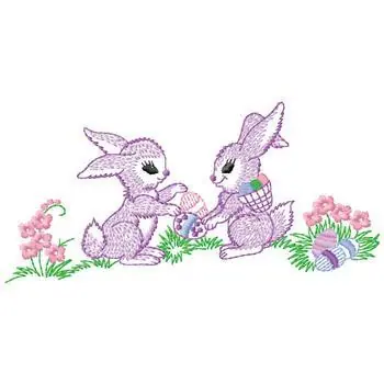 Original Easter Rabbits Embroidery Design