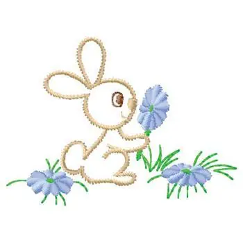 Last Chance Rabbit With Flowers Embroidery Design