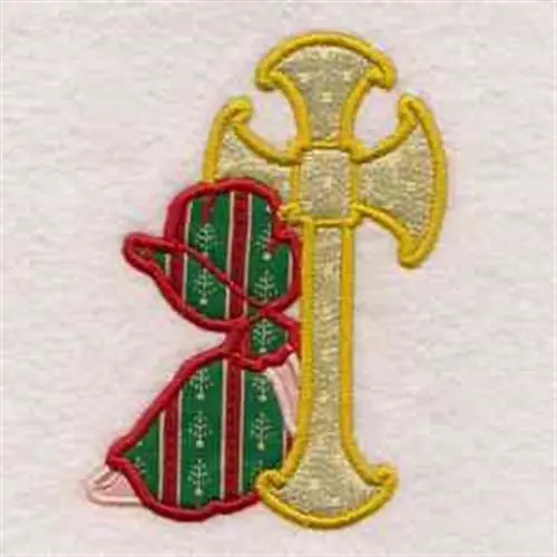 Applique Sun Bonnet Cross Embroidery Design Premium