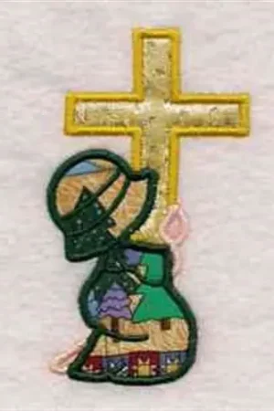 Reduced Price Applique Sun Bonnet Cross Embroidery Design