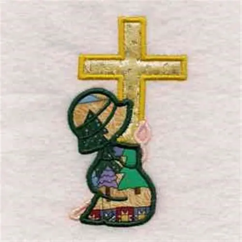 Reduced Price Applique Sun Bonnet Cross Embroidery Design