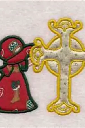 Applique Sun Bonnet Cross Embroidery Design Markdown